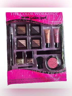 The Color Workshop Golden Spark 17 Pc Makeup Set Eyeshadow Lip Gloss New